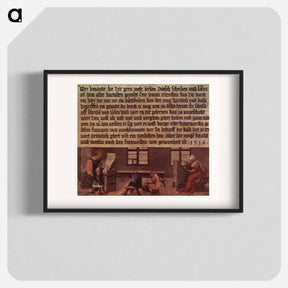 アートポスター-Principles of a schoolmaster, teaching scene for children - ハンス ホルバイン Poster.
