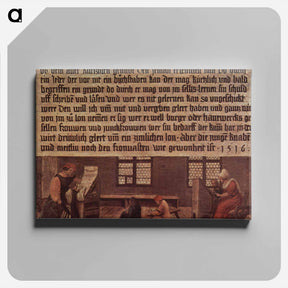 アートパネル-Principles of a schoolmaster, teaching scene for children - ハンス ホルバイン Canvas.