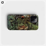 The Hungry Lion Throws Itself on the Antelope - Henri Rousseau Phone Case.