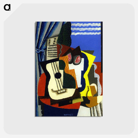 アートポストカード-Guitar and Pomegranates by a Window - ルイ マルクーシ Postcard.