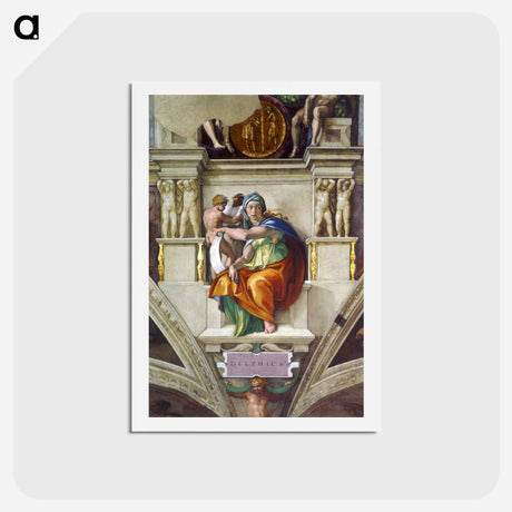 アートポストカード-Delphic Sibyl - ミケランジェロ ブオナローティ Postcard.