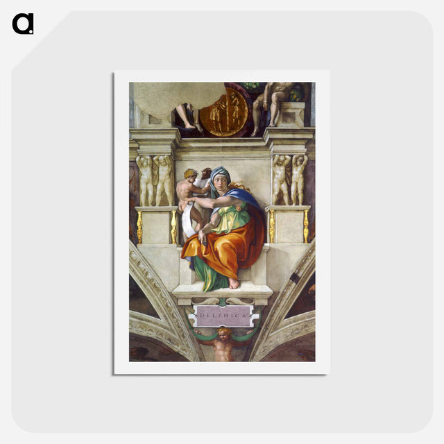 アートポストカード-Delphic Sibyl - ミケランジェロ ブオナローティ Postcard.