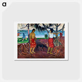 アートポストカード-Under the Pandanus - ポール ゴーギャン Postcard.