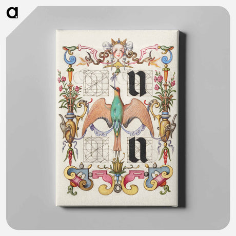 アートパネル-Guide for Constructing the Letters u and v
 - 書道のお手本 Canvas.