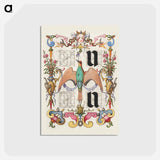 アートポストカード-Guide for Constructing the Letters u and v
 - 書道のお手本 Postcard.