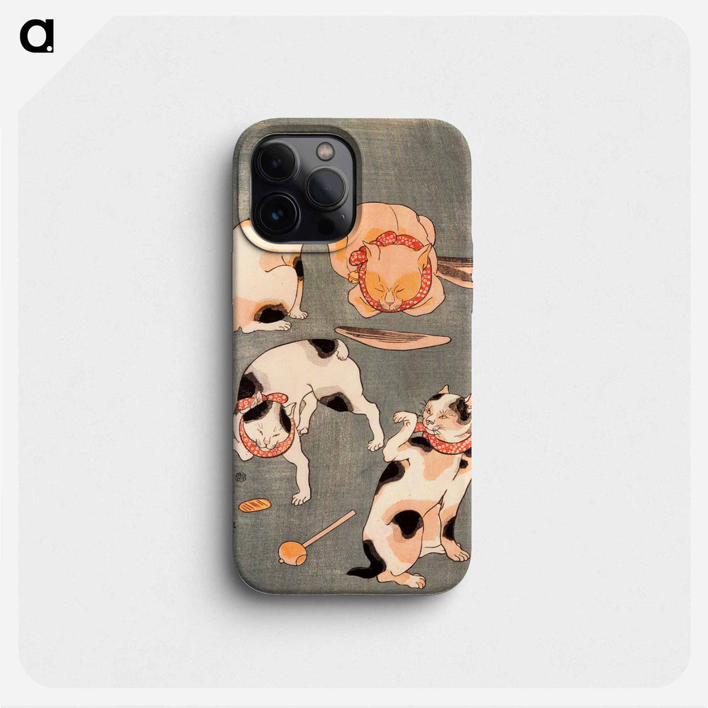 Four Cats in Different Poses Illustrating Japanese Proverbs - 歌川 国芳 Phone Case.