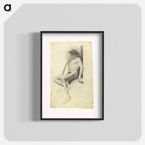 アートポスター-Seated Male Nude with Hat
 - ウィーン博物館 Poster.