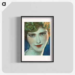 アートポスター-Face of blonde girl with earrings - ウワディスワフ テオドール ベンダ Poster.