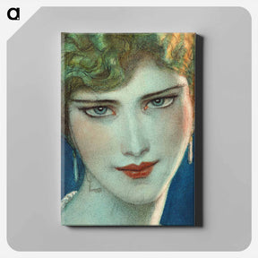 アートパネル-Face of blonde girl with earrings - ウワディスワフ テオドール ベンダ Canvas.