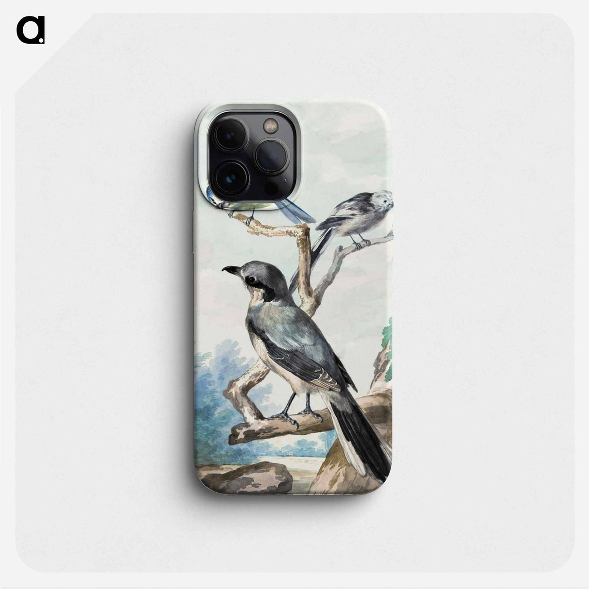Three birds: a Long-tailed Tit, a Blue Tit and a Great Gray Shrike - アールト シューマン Phone Case.