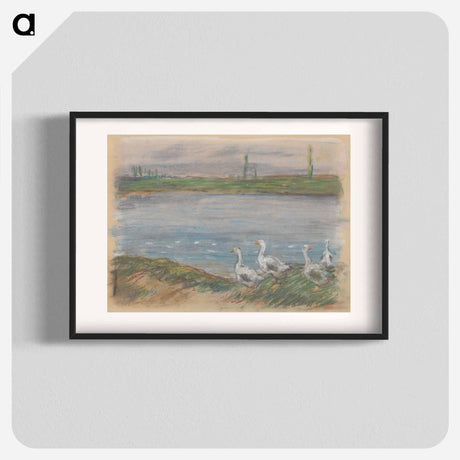 アートポスター-Four Geese by the River - アルフレッド シスレー Poster.
