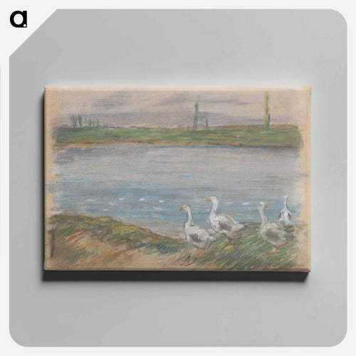 Four Geese by the River - アルフレッド シスレー Canvas.