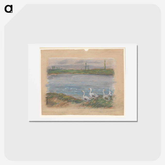 アートポストカード-Four Geese by the River - アルフレッド シスレー Postcard.