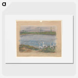 Four Geese by the River - アルフレッド シスレー Poster.