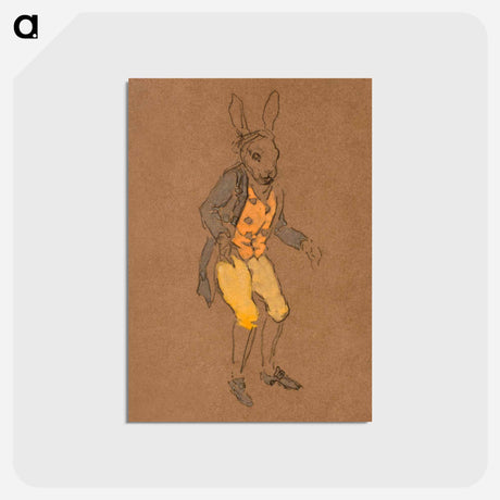 アートポストカード-March Hare Costume Design for Alice in Wonderland - 不思議の国のアリス Postcard.