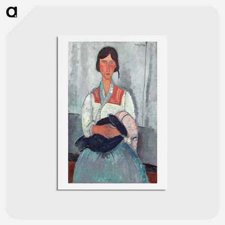 アートポストカード-Gypsy Woman with Baby - アメデオ モディリアーニ Postcard.
