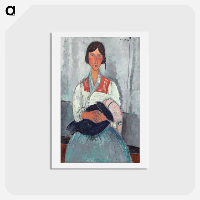 アートポストカード-Gypsy Woman with Baby - アメデオ モディリアーニ Postcard.