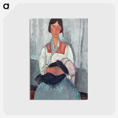 アートポストカード-Gypsy Woman with Baby - アメデオ モディリアーニ Postcard.