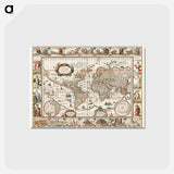 アートポストカード-Nova totius terrarum orbis geographica ac hydrographica tabula - アンティーク地図 Postcard.