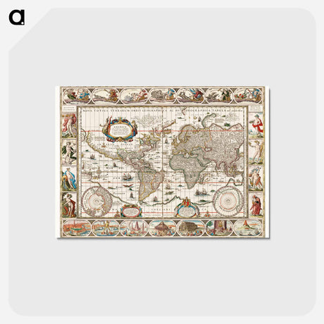 アートポストカード-Nova totius terrarum orbis geographica ac hydrographica tabula - アンティーク地図 Postcard.