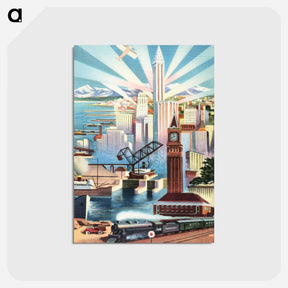 アートポストカード-Seattle, Glamour City of Washington
 - ボストン公共図書館 Postcard.