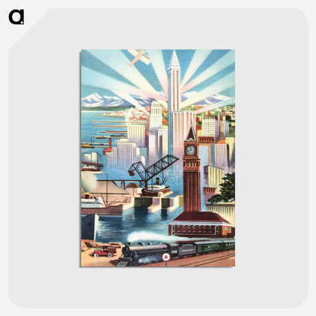 アートポストカード-Seattle, Glamour City of Washington
 - ボストン公共図書館 Postcard.