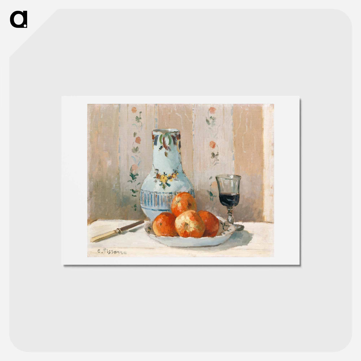 Still Life with Apples and Pitcher - カミーユ ピサロ Postcard.