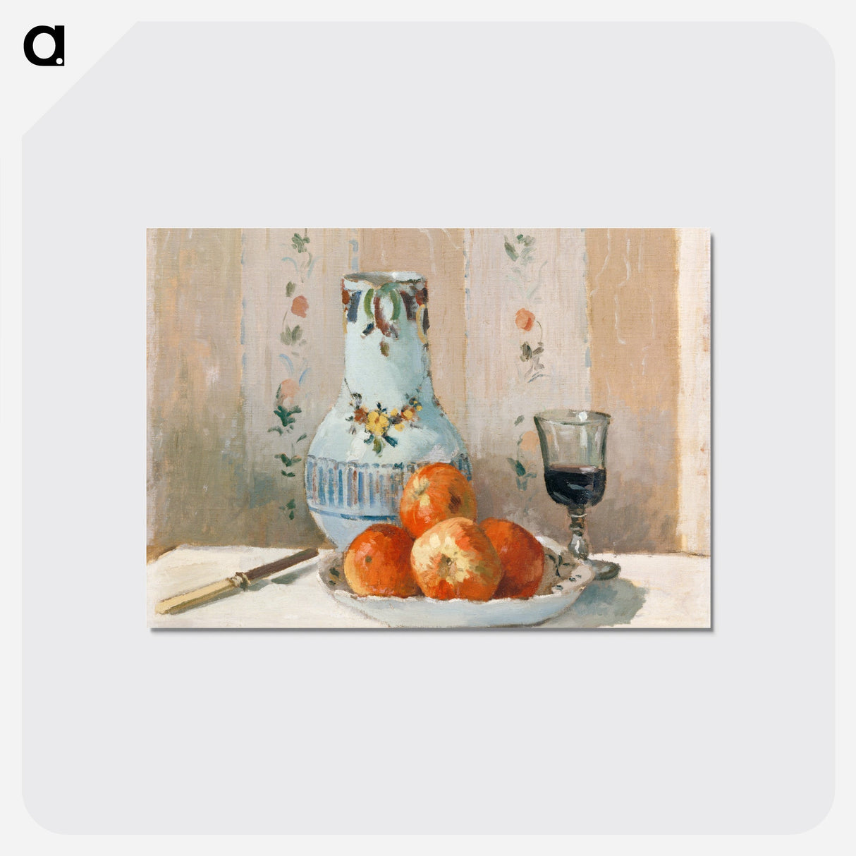 Still Life with Apples and Pitcher - カミーユ ピサロ Postcard.