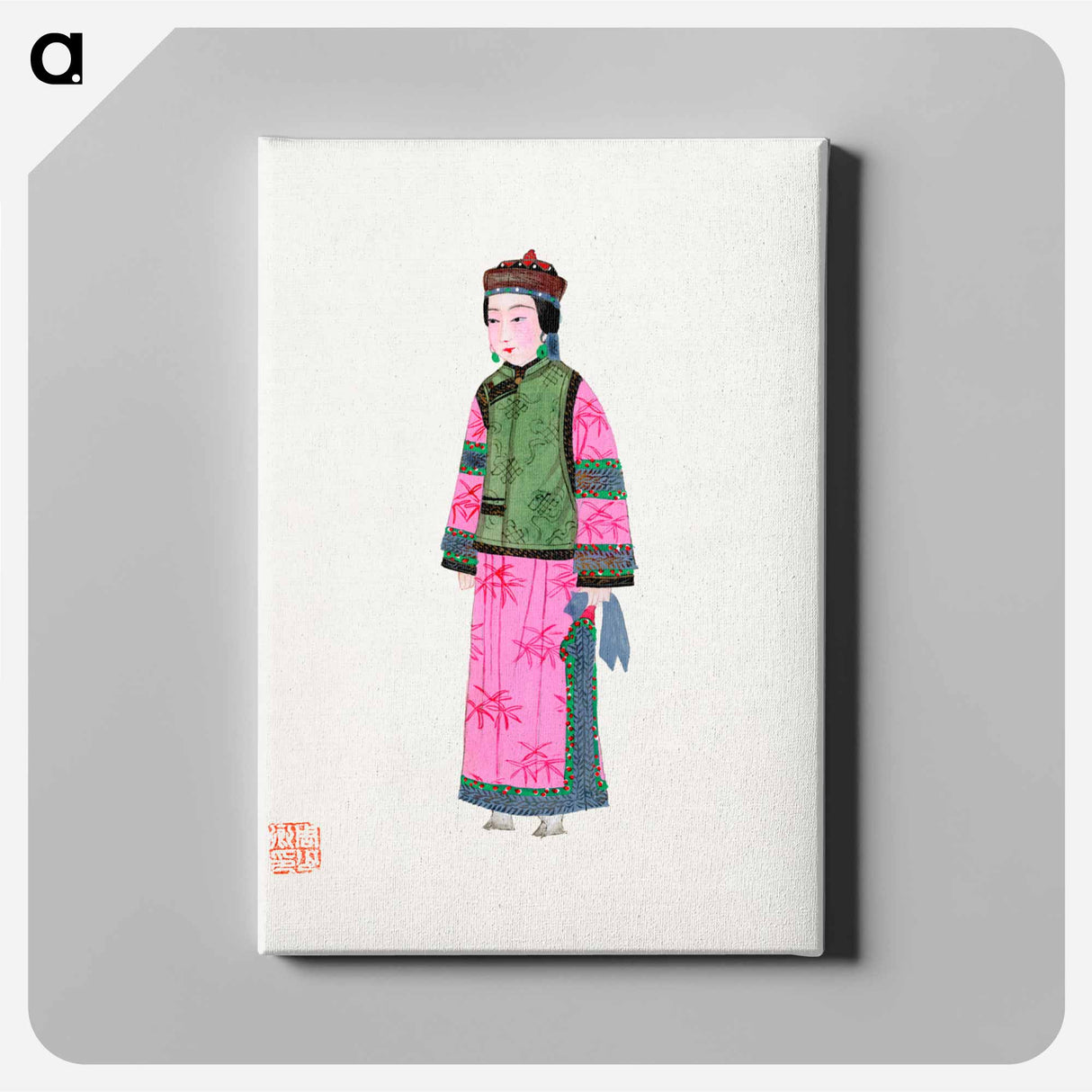 アートパネル-Lady in Dress with Winter Hat
 - 中国の衣装 Canvas.