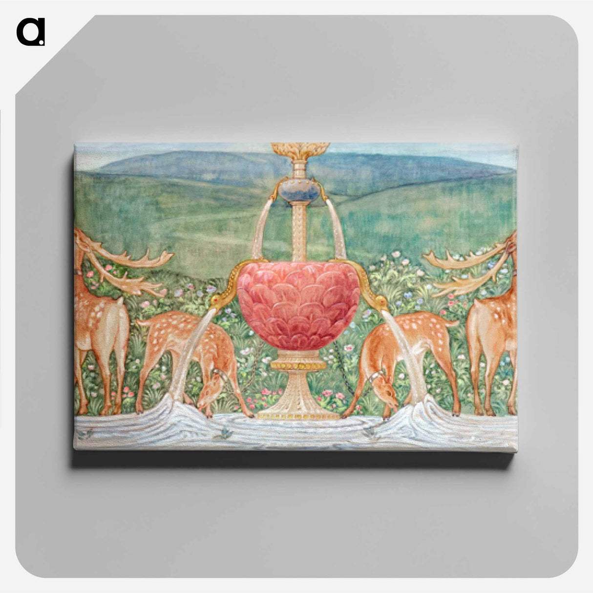 Deer by a Fountain - エドワード バーン ジョーンズ Canvas.
