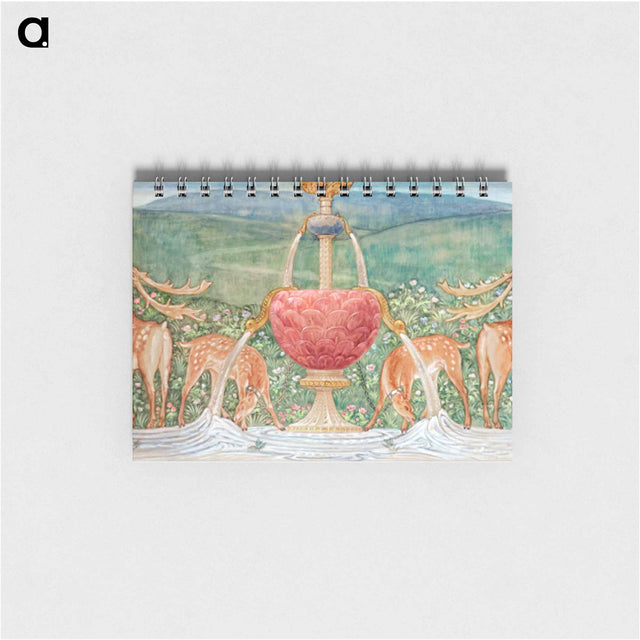 アートメモ帳-Deer by a Fountain - エドワード バーン ジョーンズ Memo.