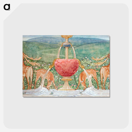 アートポストカード-Deer by a Fountain - エドワード バーン ジョーンズ Postcard.