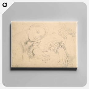 アートパネル-Sheet of Studies with the Head of the Fornarina and Hands of Madame de Senonnes
 - ジャン オーギュスト ドミニク アングル Canvas.