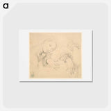 アートポストカード-Sheet of Studies with the Head of the Fornarina and Hands of Madame de Senonnes
 - ジャン オーギュスト ドミニク アングル Postcard.