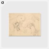 アートポストカード-Sheet of Studies with the Head of the Fornarina and Hands of Madame de Senonnes
 - ジャン オーギュスト ドミニク アングル Postcard.
