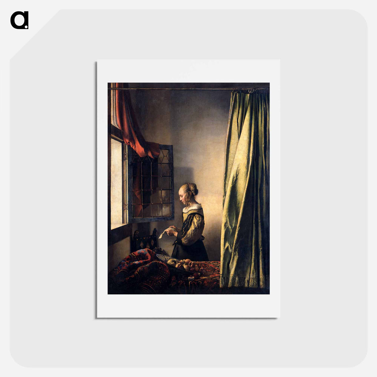アートポストカード-Girl Reading a Letter by an Open Window - ヨハネス フェルメール Postcard.