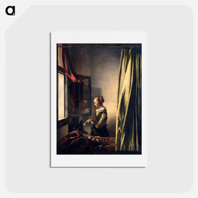 アートポストカード-Girl Reading a Letter by an Open Window - ヨハネス フェルメール Postcard.