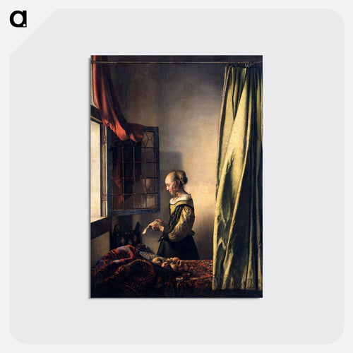 Girl Reading a Letter by an Open Window - ヨハネス フェルメール Postcard.