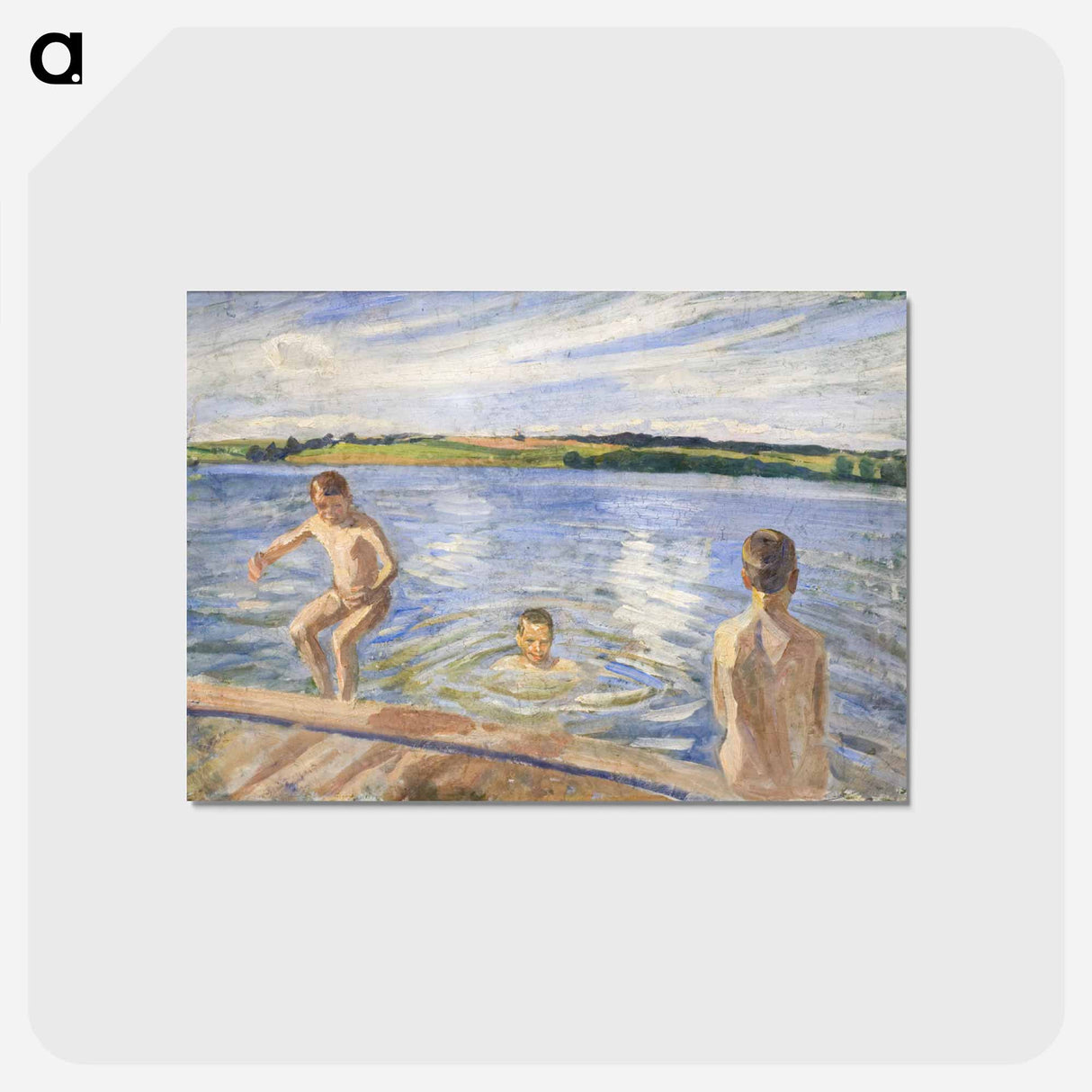 アートポストカード-Boys Bathing
 - ピーター ハンセン Postcard.