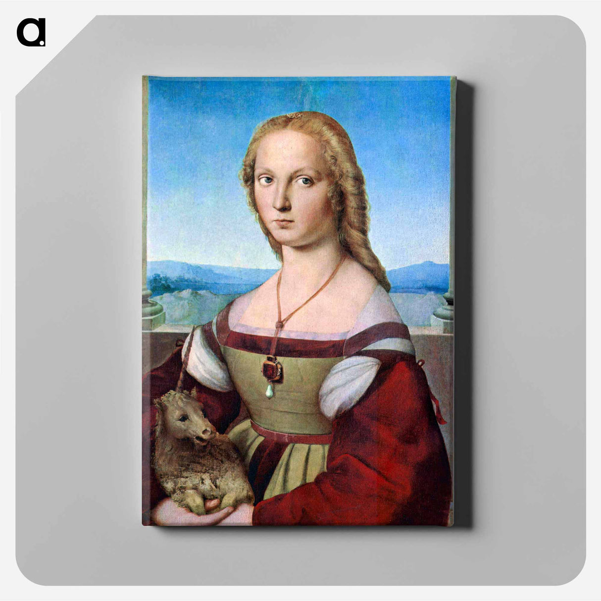 Raphael's Young Woman with Unicorn (Dame mit dem Einhorn) - ラファエロ サンティ Canvas.