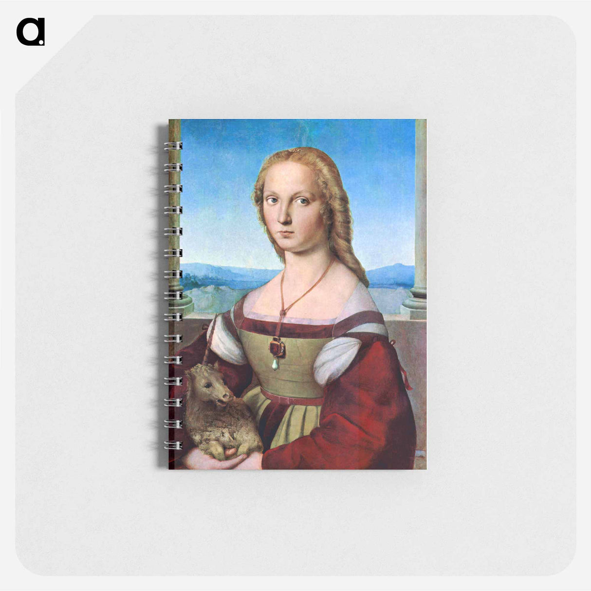 Raphael's Young Woman with Unicorn (Dame mit dem Einhorn) - ラファエロ サンティ Memo.