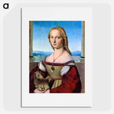 Raphael's Young Woman with Unicorn (Dame mit dem Einhorn) - ラファエロ サンティ Poster.