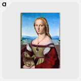 Raphael's Young Woman with Unicorn (Dame mit dem Einhorn) - ラファエロ サンティ Postcard.