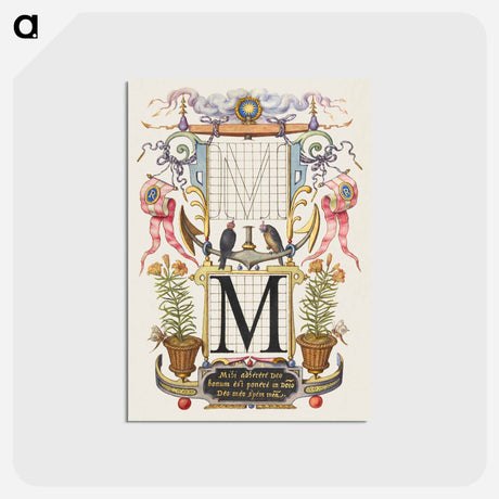 アートポストカード-Guide for Constructing the Letter M from Mira Calligraphiae Monumenta or The Model Book of Calligraphy
 - 書道のお手本 Postcard.