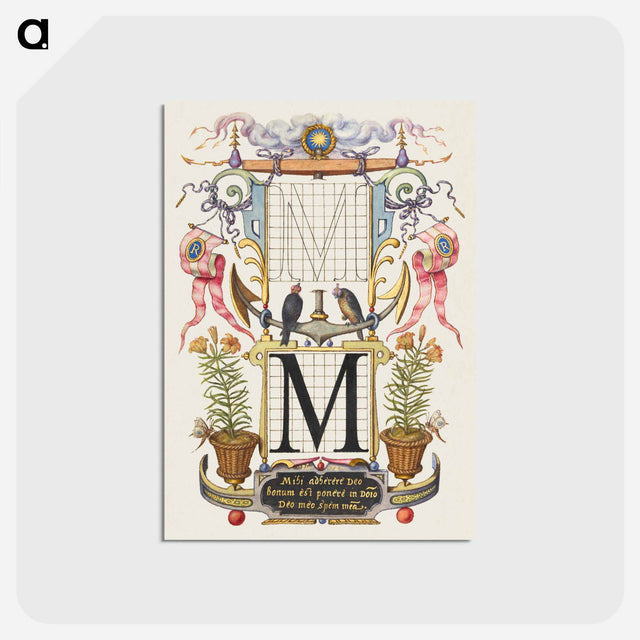 アートポストカード-Guide for Constructing the Letter M from Mira Calligraphiae Monumenta or The Model Book of Calligraphy
 - 書道のお手本 Postcard.
