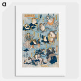 Famous Heroes of the Kabuki Stage Played by Frogs - Utagawa Kuniyoshi Poster.