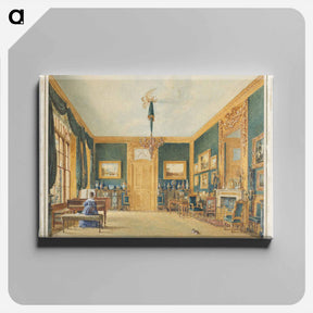 アートパネル-The Green Drawing Room of the Earl of Essex at Cassiobury, William Henry Hunt - ウィリアム ヘンリー ハント Canvas.
