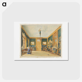 アートポストカード-The Green Drawing Room of the Earl of Essex at Cassiobury, William Henry Hunt - ウィリアム ヘンリー ハント Postcard.