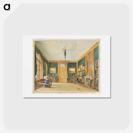 アートポストカード-The Green Drawing Room of the Earl of Essex at Cassiobury, William Henry Hunt - ウィリアム ヘンリー ハント Postcard.