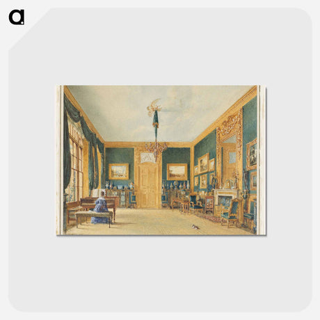 アートポストカード-The Green Drawing Room of the Earl of Essex at Cassiobury, William Henry Hunt - ウィリアム ヘンリー ハント Postcard.